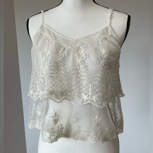 American Eagle Outfitters all lace tiered tank size S romantic cottage coastal